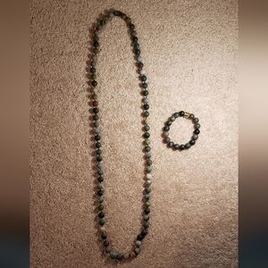 Stone bead necklace and bracelet